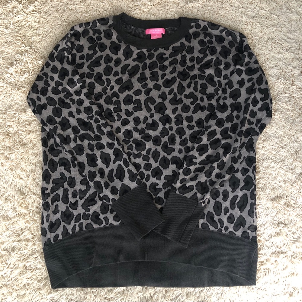 Isaac Mizrahi Leopard Print Sweater Womens Size Small Crew Neck Long Sleeve